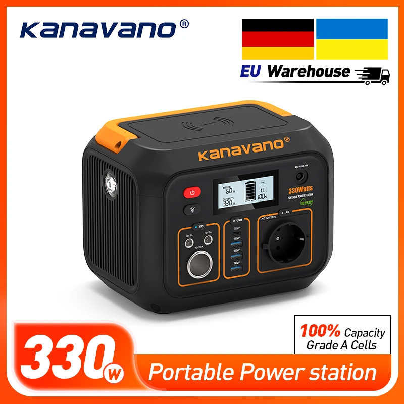 Kanavano 330 W tragbarer Solargenerator Batteriekraftwerk Notstrom AC DC 305 Wh Netzteil Wechselrichter für Outdoor-Camp