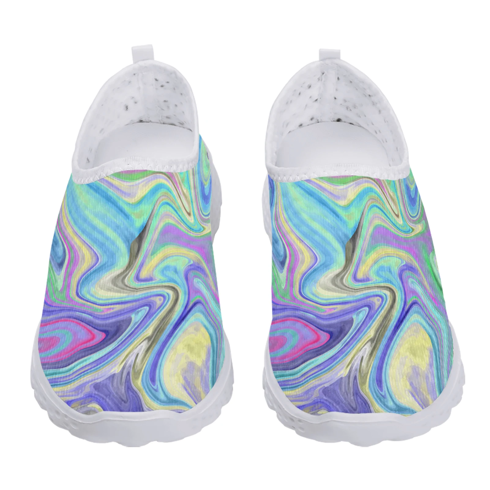 INSTANTARTS Rainbow Psychedelic Print Lightweight Breathable Shoes Women Loafers Slip On Casual Shoes Flats Shoes Zapatos Mujer