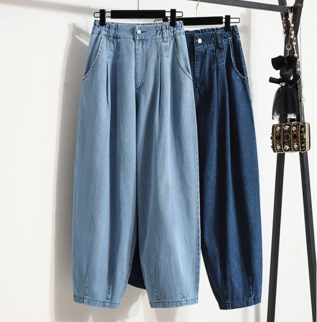 Jeans Casual da donna nuovo arrivo 2023 stile coreano Streetwear All-match pantaloni larghi a vita alta femminili alla caviglia in Denim