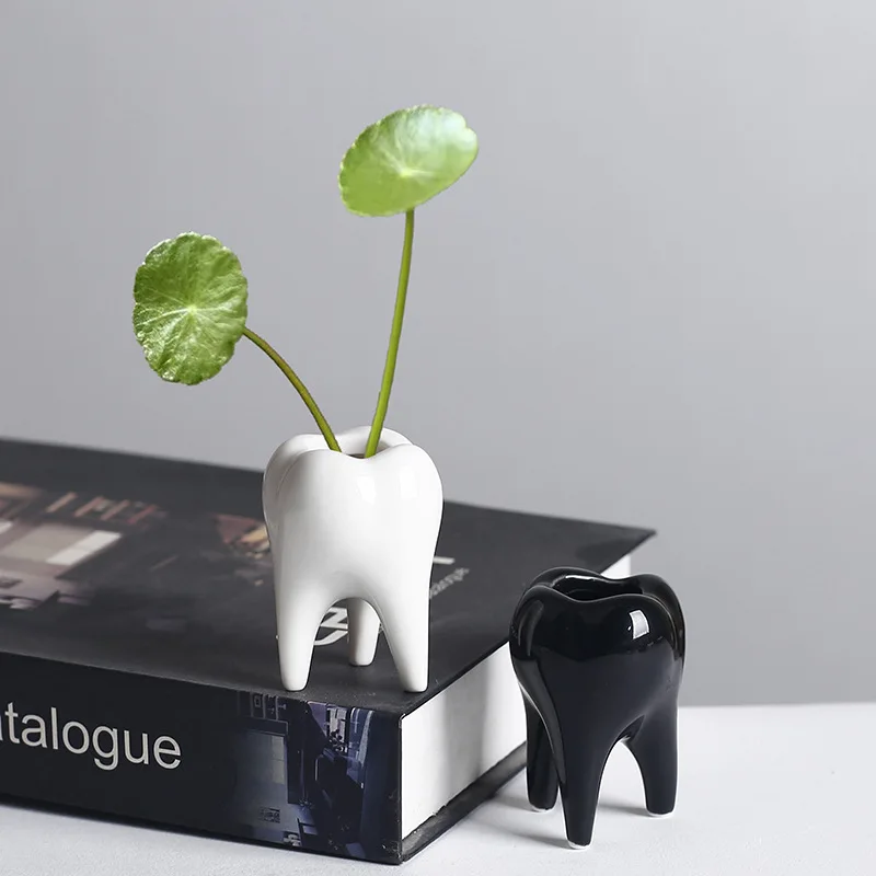 Cartoon Tooth Flowerpot Lovely Hydroponic Porcelain Flowerpot Succulent Pot Garden Accessories Balcony Decorations Plant Pot