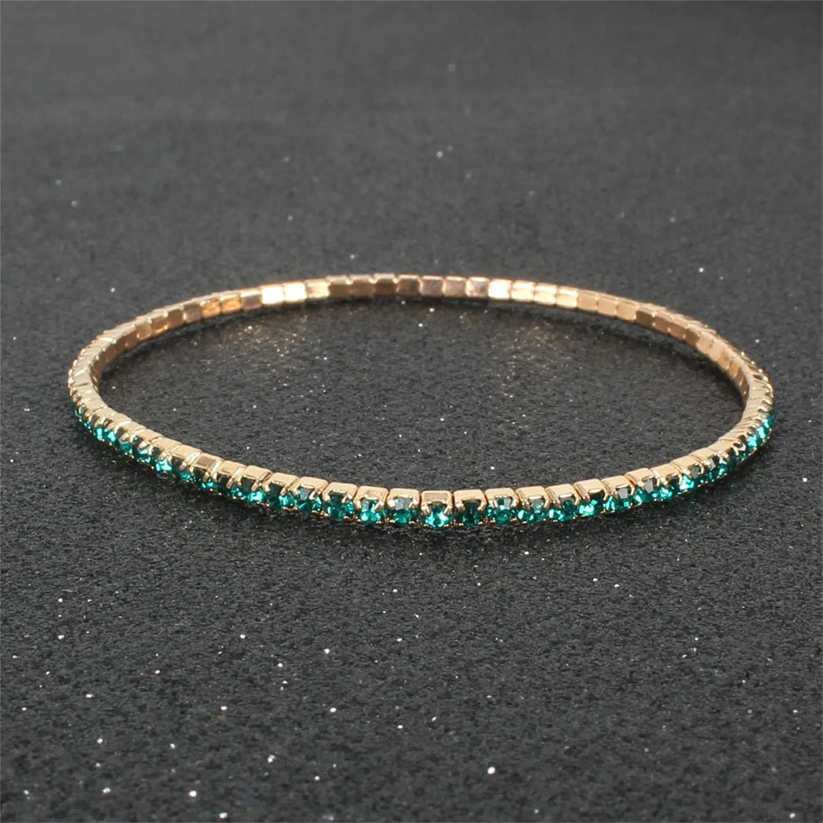 2Pcs Crystal Bracelet Jewelry for Women Luxury Women Single Row Full Rhinestone Inlaid Bracelet Elastic Bangle Jewelry