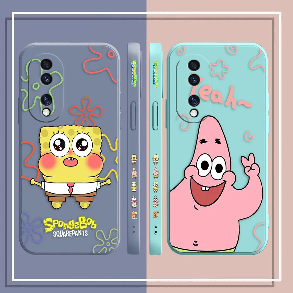 Cute S-SpongeBob S-Squarepants Phone Case For Honor X6A 8X 9 9X X9A 10I 10 20 50 70 90 Huawei Y6P Y7 Y7P Y8P Y9 Case Funda Shell