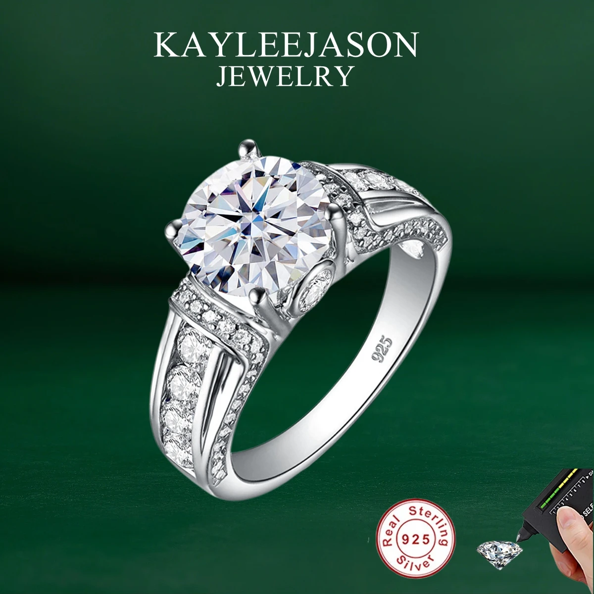 

Luxury Real 2 Carats Moissanite Rings For Women Pure 925 Sterling Silver Wedding Band Female Jewelry Accessories GRA Certified