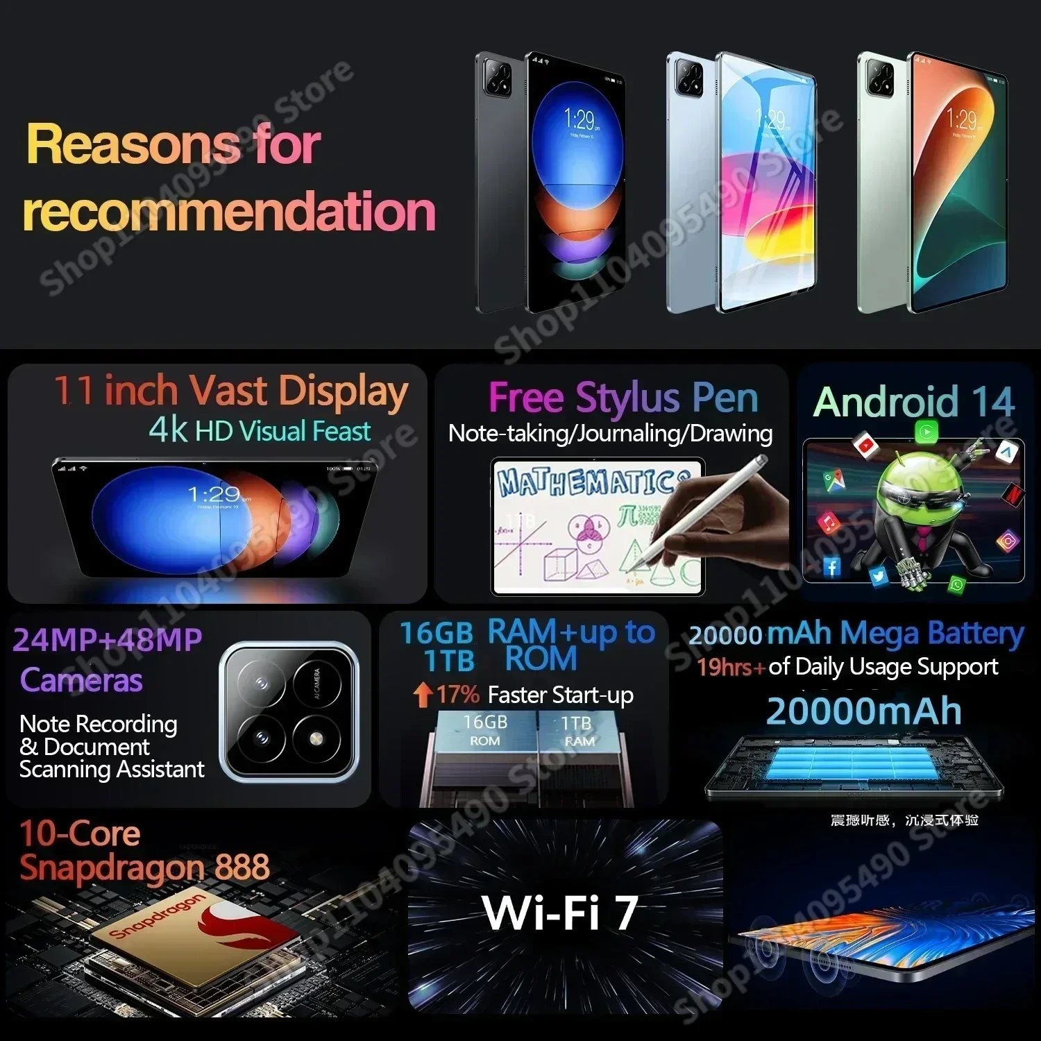 글로벌 버전 오리지널 패드 6S 프로 태블릿, 22GB + 2TB, 11 인치 HD, 4K, 안드로이드 14, 20000mAh, 5G 듀얼 SIM, 와이파이, GPS 태블릿 PC, 신제품