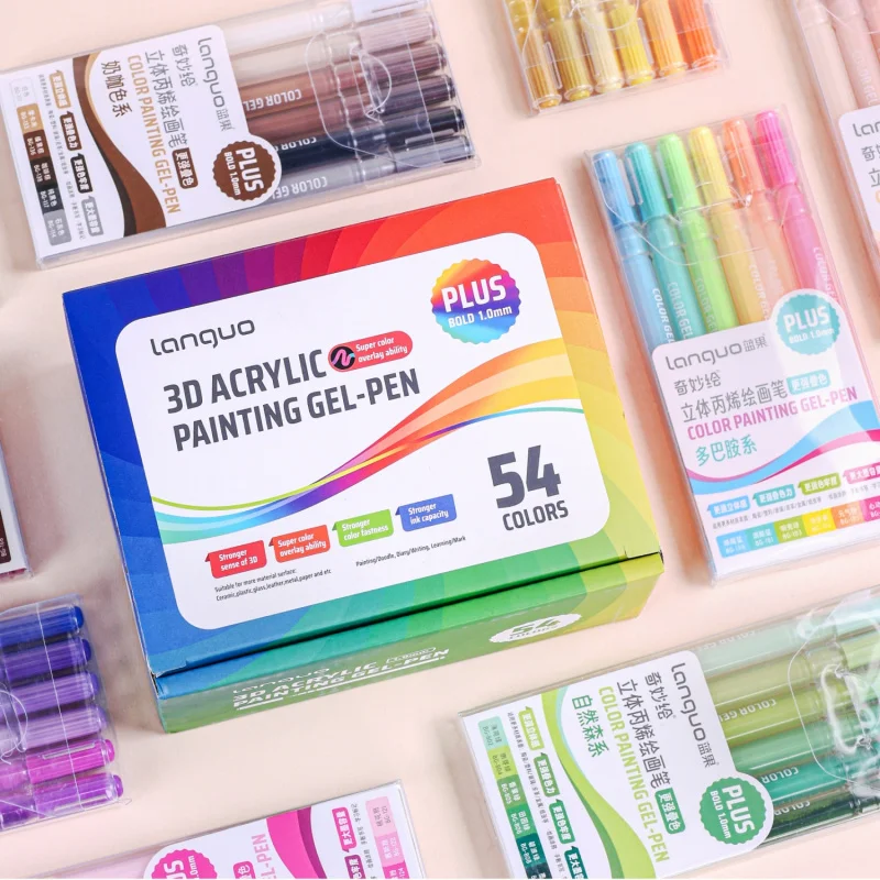 54 Colors 3D Acrylic Gel Pen, Quick-Drying 1.0mm Acrylic Gel Pen, Graffiti Painting Set, Can Take Notes, Mark, Greeting Cards