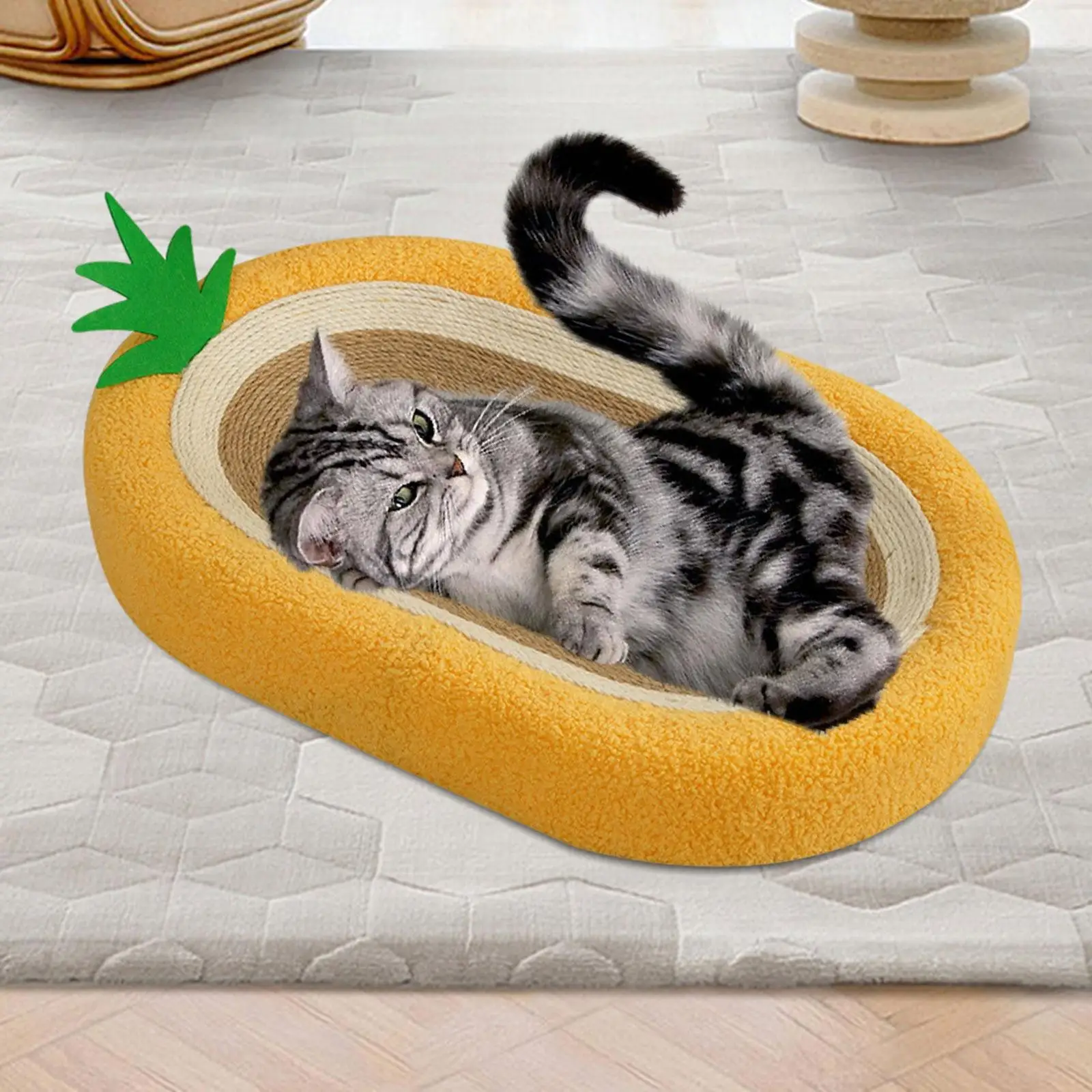 Cat Scratcher Sisal Bed Lounge Couch for Indoor Cats Oval Shape 24inx16\