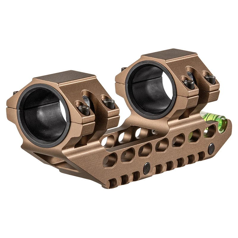 FIRE WOLF One Piece Tan Scope Mount with Bubble Level Spirit Level 25.4mm/30mm Ring for 20mm Picatinny Rail