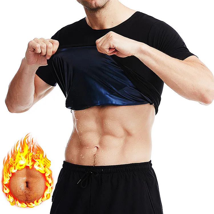 Aismz Men Sauna Suit Heat Trapping Shapewear Sweat Body Shaper Slimmer Saunasuits Compression Thermal Fitness Workout T-Shirt