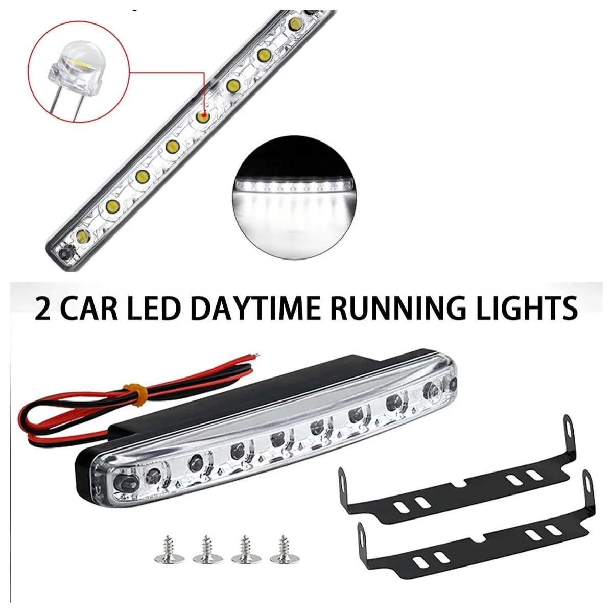 

2Pcs 8 LED 12V Daytime Running Lights Car Driving DRL Fog Lamp Lights Super White Car Daytime Running Lights Accessories