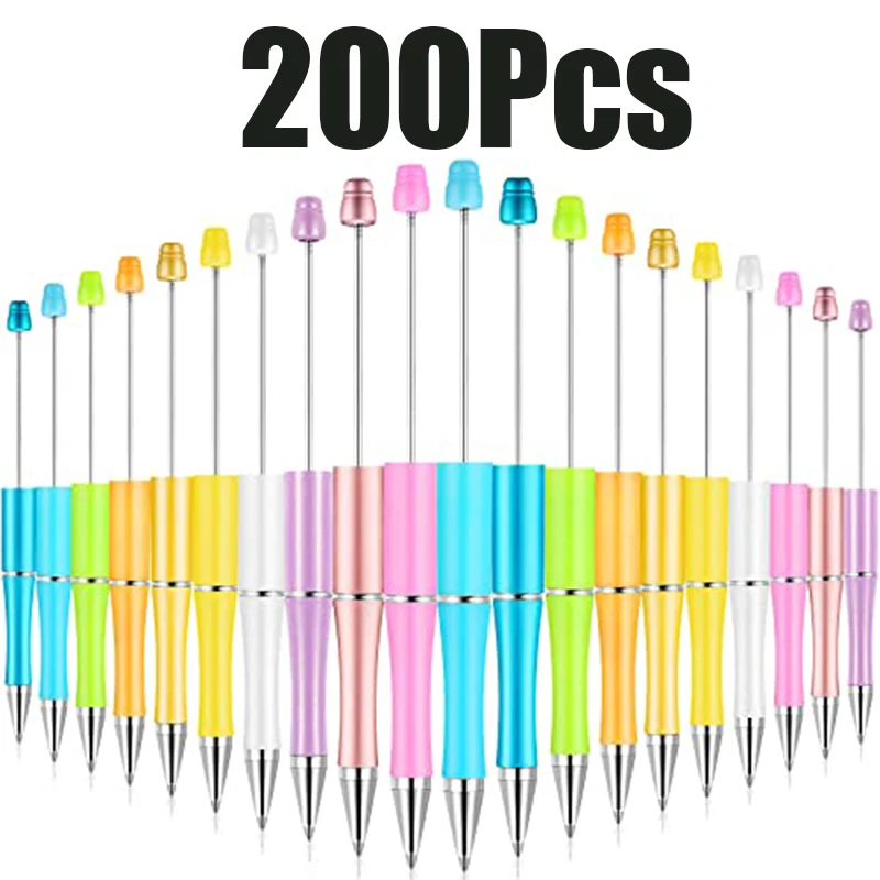 200Pcs Black Ink Ballpoint Beadable Pen Blanks Smooth Writing Pens Showing Off Your Handmade Bead Art Design