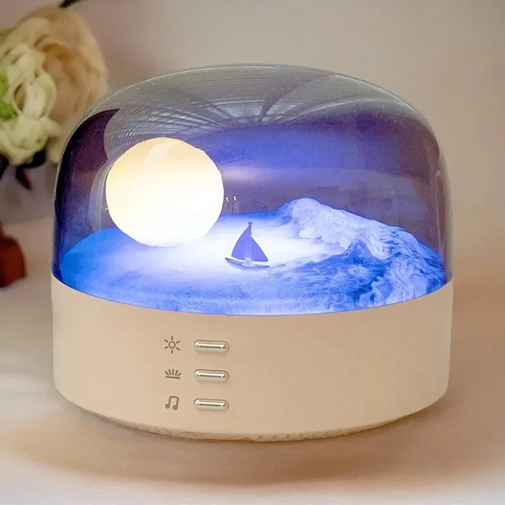 

C38 New Moon Wireless Atmosphere LED Night Light Bedroom Cartoon Bedside Decoration Stereo Caixa de som Bluetooth Speaker