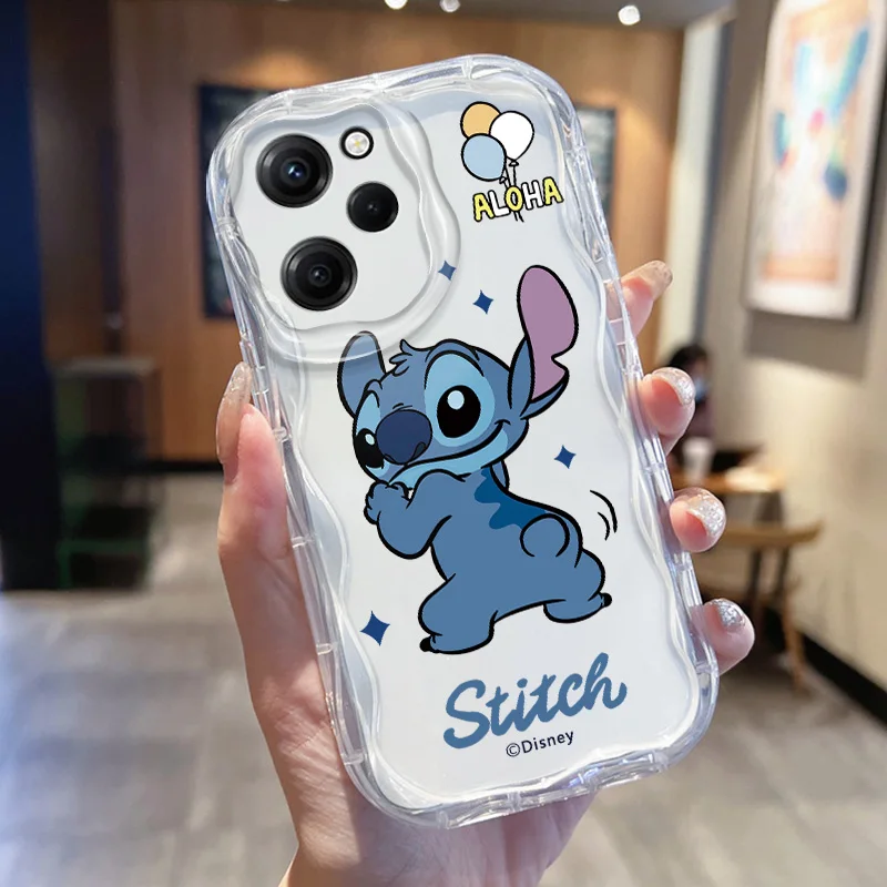 Stitch And Angel Cream Phone Case For Redmi Note 13 12 11 10 9 8 Pro Max T S Plus 4G 5G silicone Funda Shell Soft Cover Capa