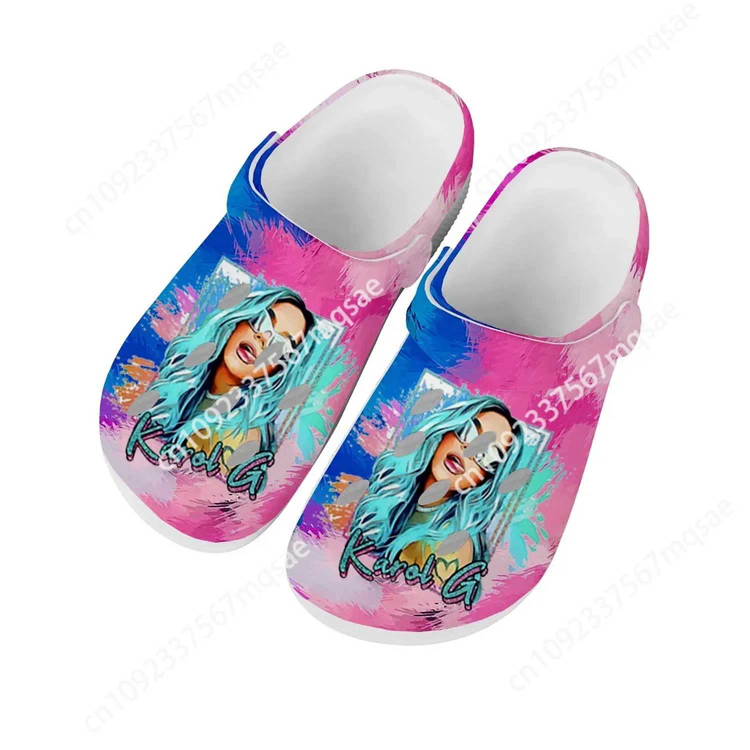 Karol G Singer Printed Home Clogs Custom Water Shoes Mens Womens Teenager Shoe Garden Clog Breathable Beach Hole Slippers White