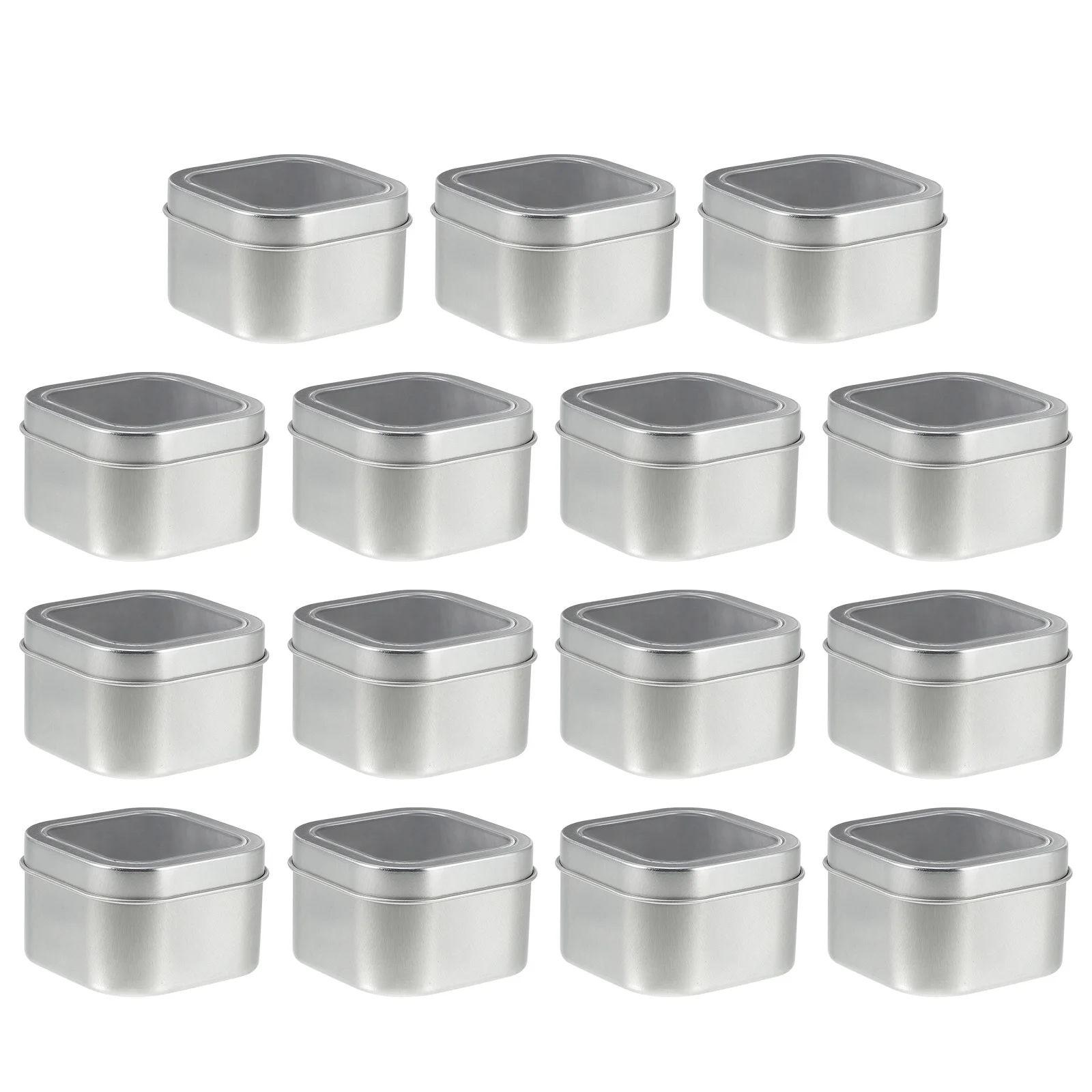 

15Pcs Gift Packaging Box 8-Ounce Tin Containers with Window Lids Reusable Sealed Tin Cans for Homemade Storage