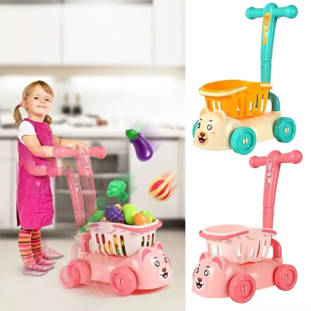 Conjunto de Brinquedos Carrinho de Compras Multicolorido 25 Peças/Conjunto 1 Carrinho de Supermercado Brinquedo de Simulação de Carrinho de Compras com Recipiente de Armazenamento para Crianças Brincarem de Faz de Conta
