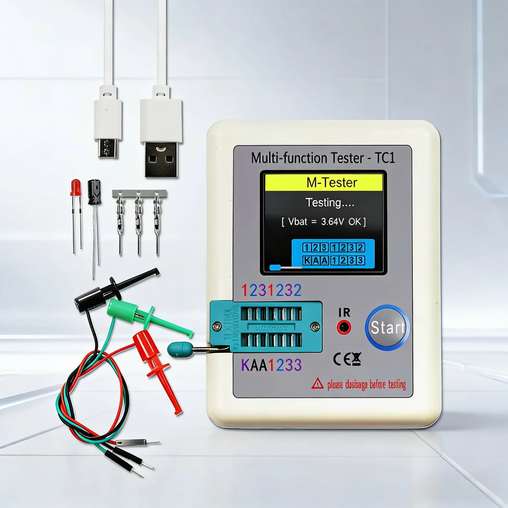 LCR TC1 1.8 Inch TFT LCD Display Multimeter Transistor Tester Diode Triode Capacitor Resistor Test Meter