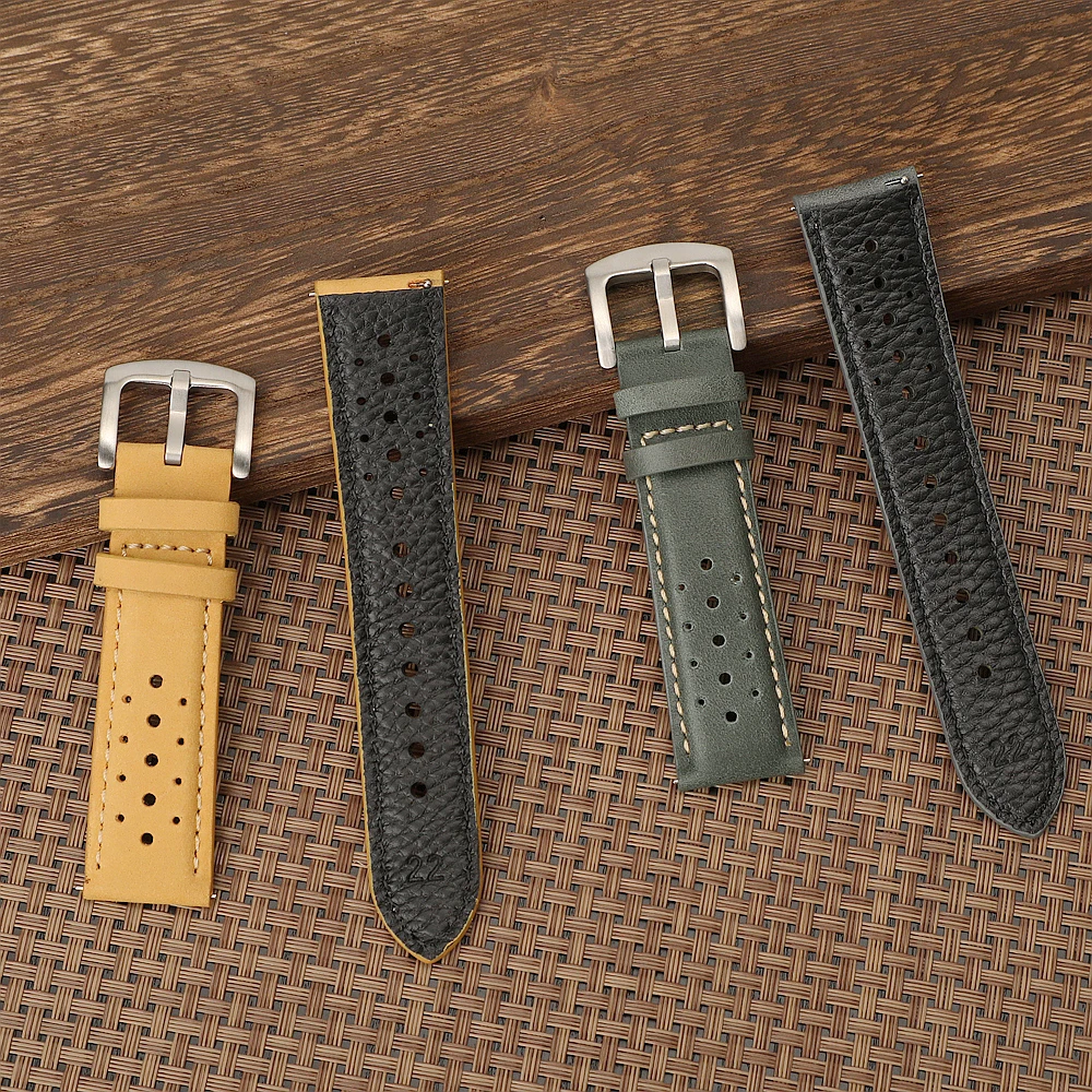 18 مللي متر 19 مللي متر 20 مللي متر 22 مللي متر خمر الجلود ساعة الأشرطة لسامسونج غالاكسي ساعة 7/6/5 سوار ل Seiko الإفراج السريع الرجال اكسسوارات