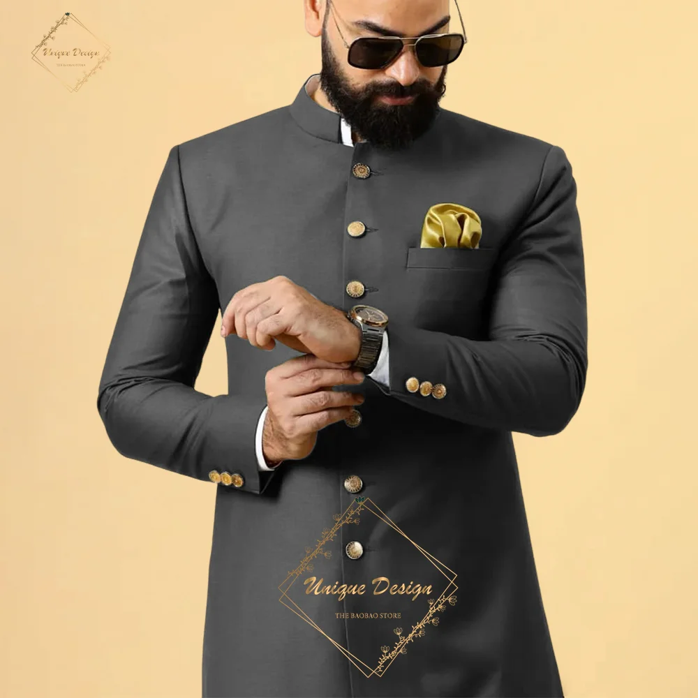 

Men's 2-piece Suit Single Breasted Blazer Pants Set African Style Business Dress Long Dashiki Outfits for Party Wedding Evening