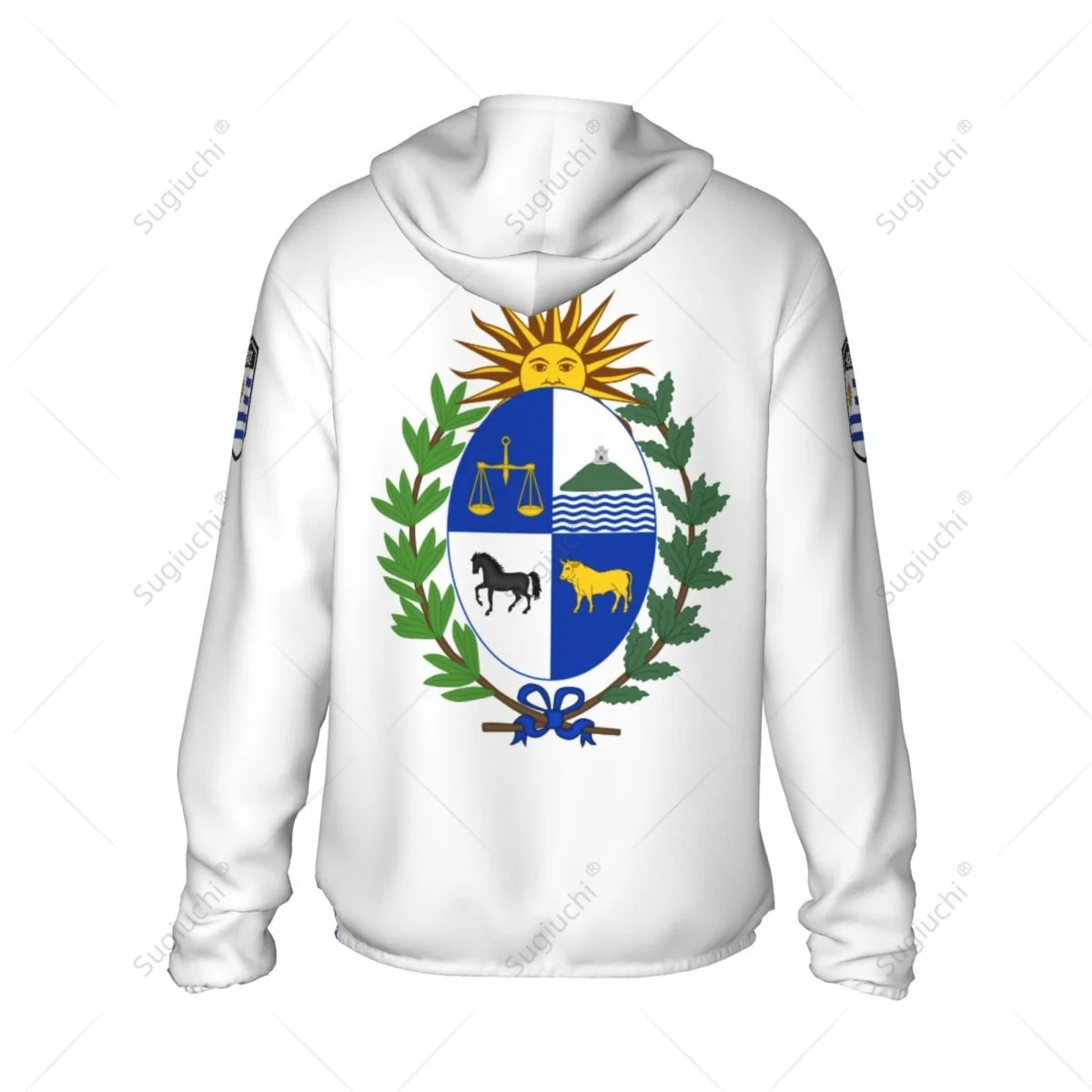 Uruguay Flag Sun Protection Hoodie Sunscreen Clothes Fishing Cycling Running Quick Dry Long Sleeve With Zipper Polyester