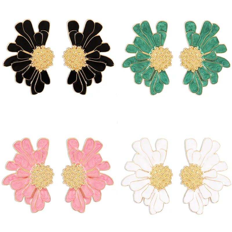 Kshmir Colorful flowers petals new product earrings retro metal floral temperament simple fashion woman jewelry
