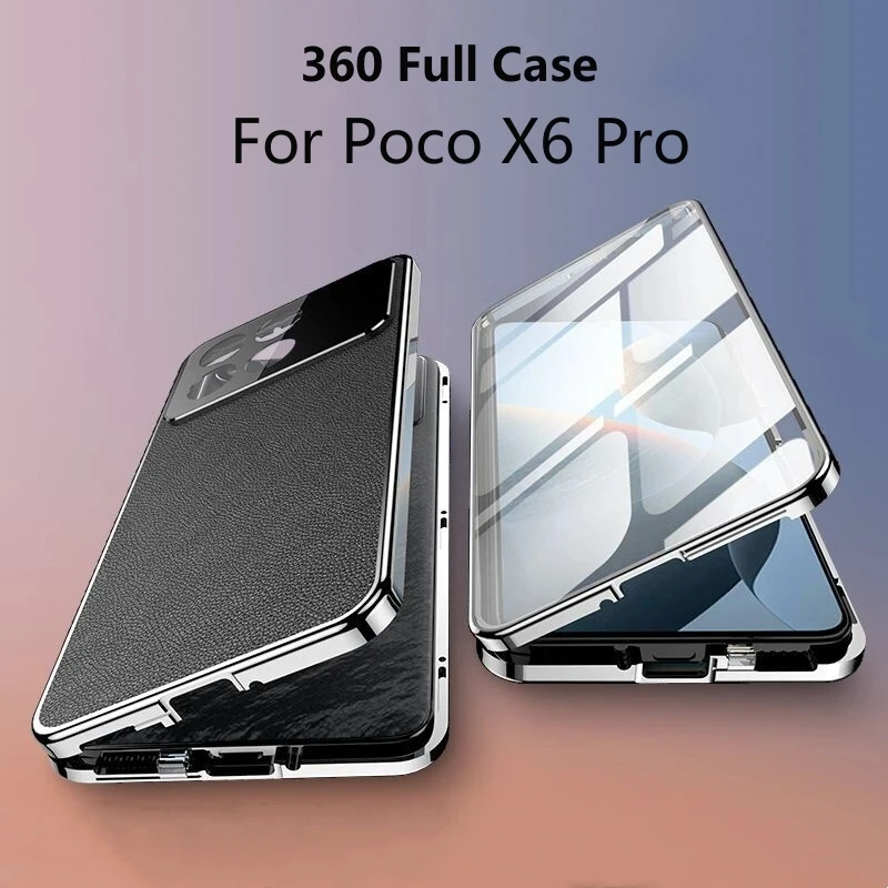 

Case For Poco X6 Pro Redmi K70E 360 Full Tempered Glass Leather Phone Cover For Redmi K70E Poco X6Pro 5G Double Sided Protection