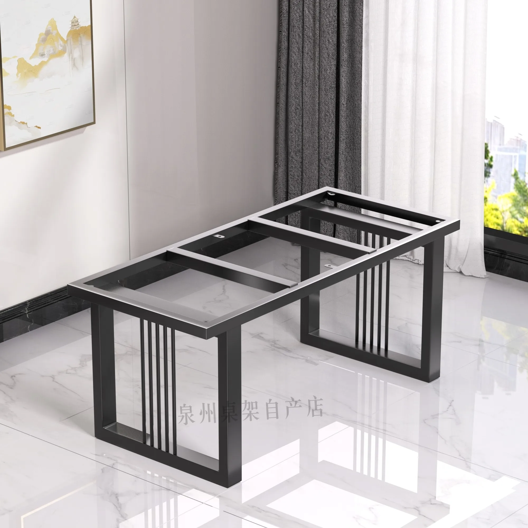 Spot wrought iron table legs bracket desk rock slab table feet metal rectangular dining table base marble tea