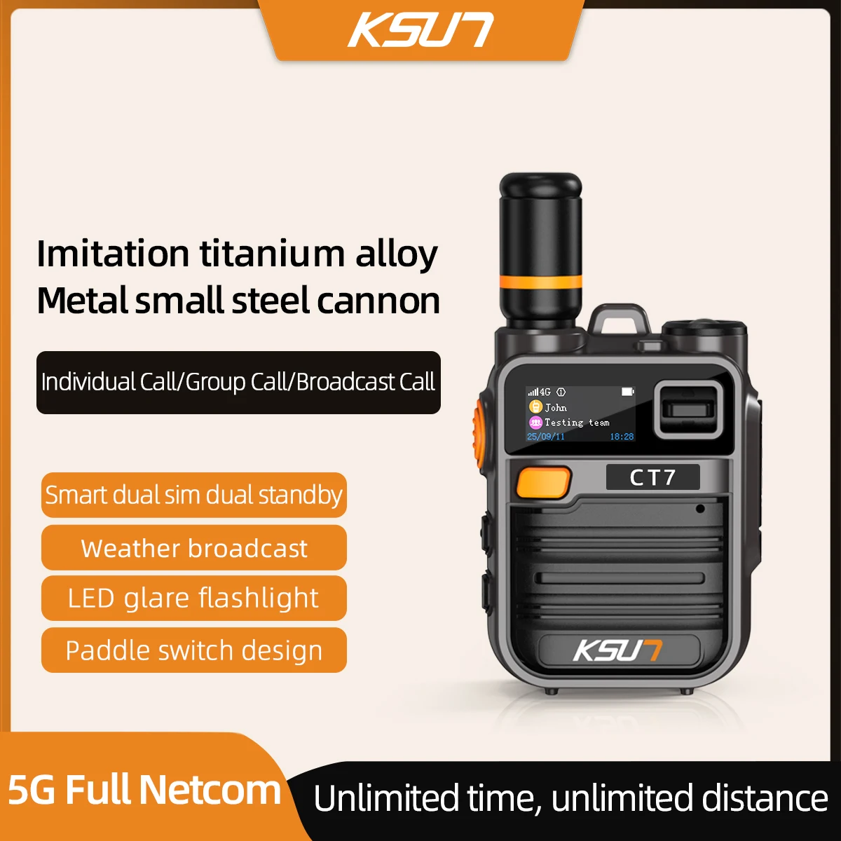 Global PTT POC Radio 4g Network Walkie Talkie 2 Pieces With Sim Card with Account Licence Gxin Platform KSUN CT7
