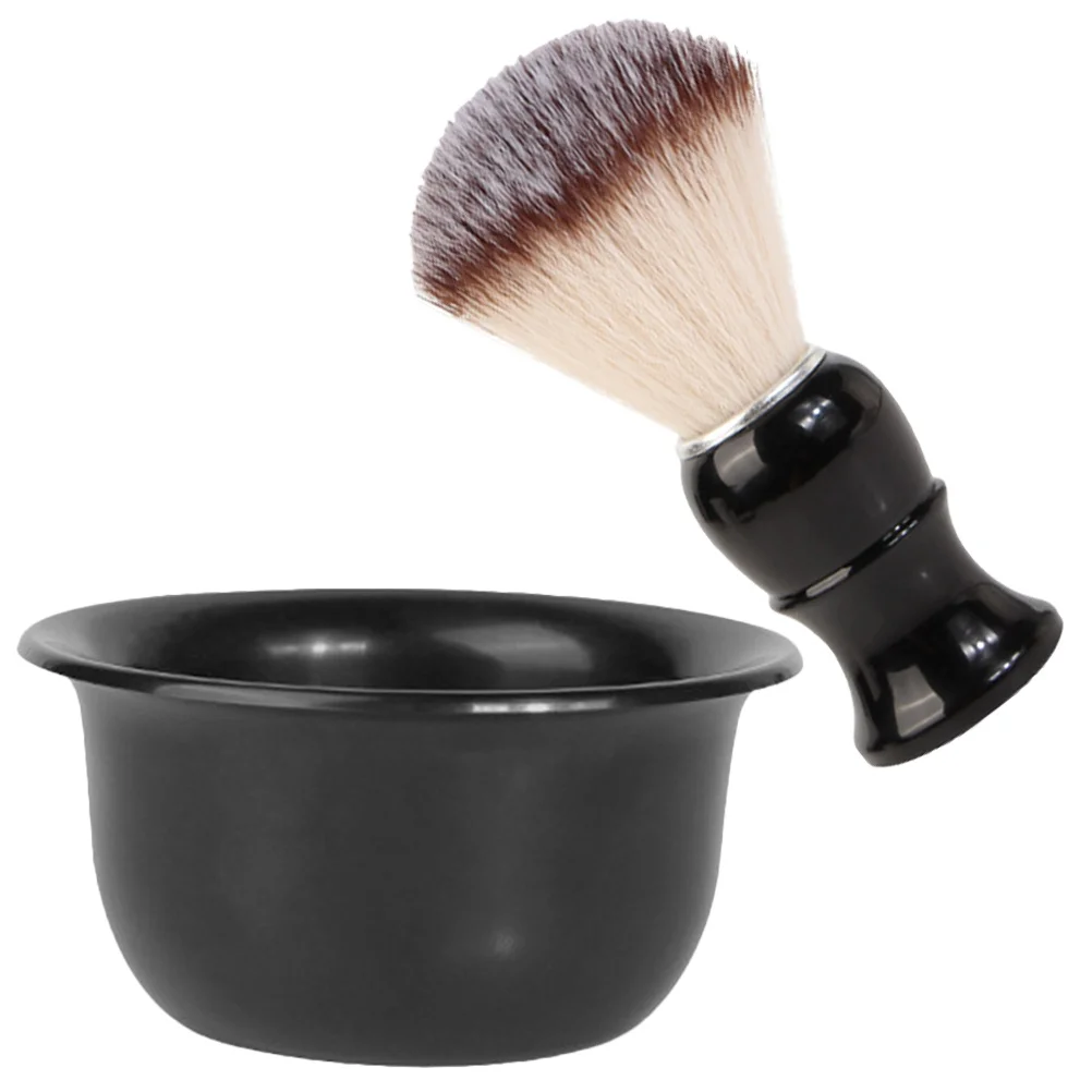 مجموعة واحدة من أدوات الحلاقة للرجال مع فرشاة ووعاء من الجلد الفاخر، مجموعة العناية اليومية الأساسية باللحية مناسبة للسفر
