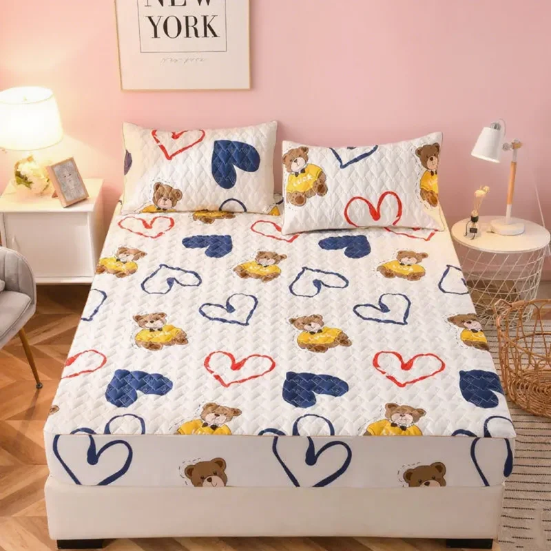 

100% Cotton Super Waterproof Quilted Mattress Cover Anti-mite Bed Protector Cover Thicken Soft Bed Cover Not Included Pillowcase