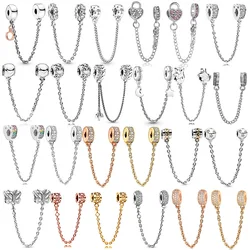 New Lock Moon Safety Chain Charm Beads For Pandora Bracelets Necklace Keychain DIY Women Jewelry Accessories Christmas Gifts