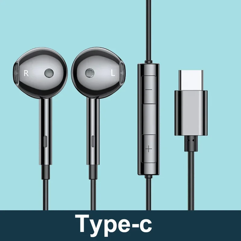 USB Type-c 3.5mm Earphones for Samsung Galaxy S24 S23 S22 S21 Plus Ultra Mic Control Stereo In-ear Microphone Wired Headphone