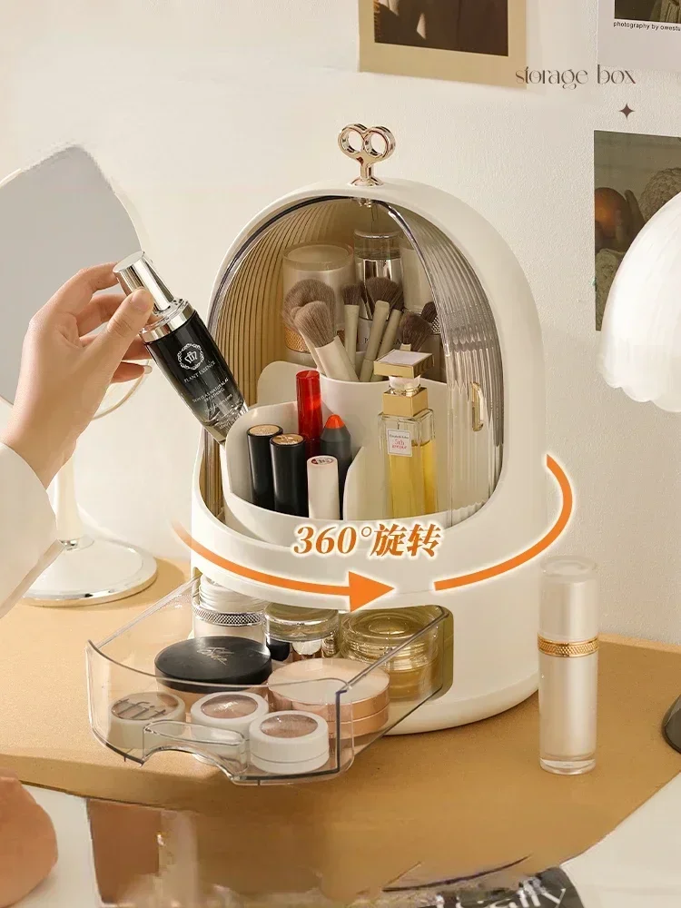 

Light luxury cosmetics storage box, dustproof desktop storage box, dressing table mouth, red box, skincare brush storage rack Ho