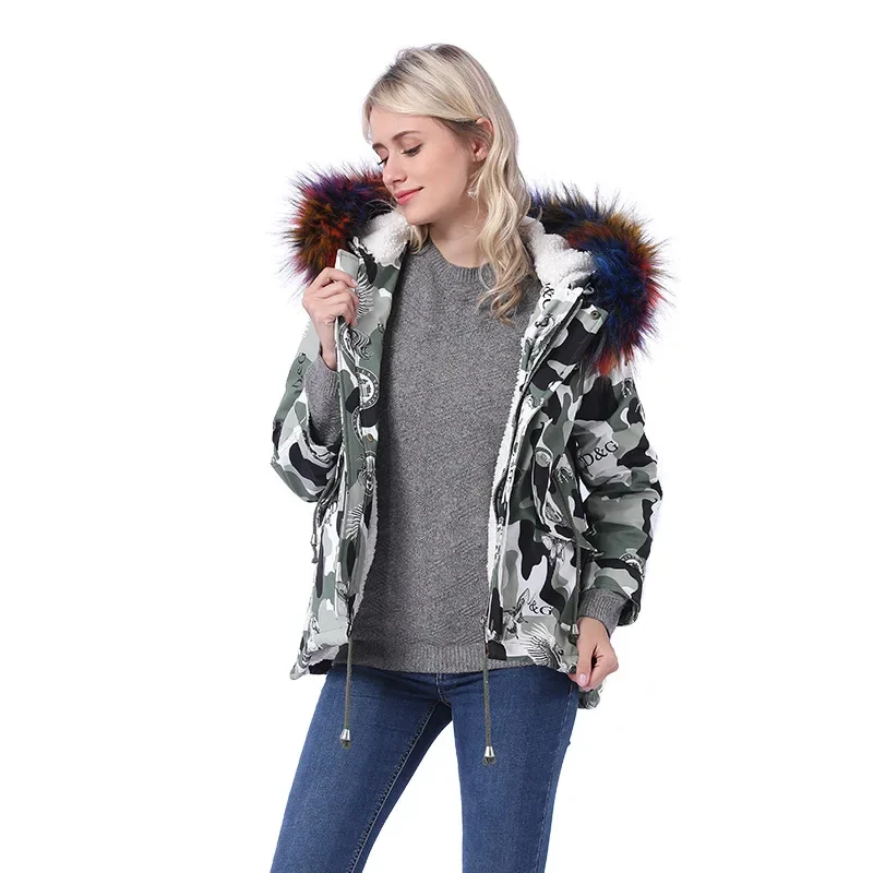 Coat Women Jacket Medium Length Fur Collar Loose and Fashionable Thickened Winter Style Overcoat