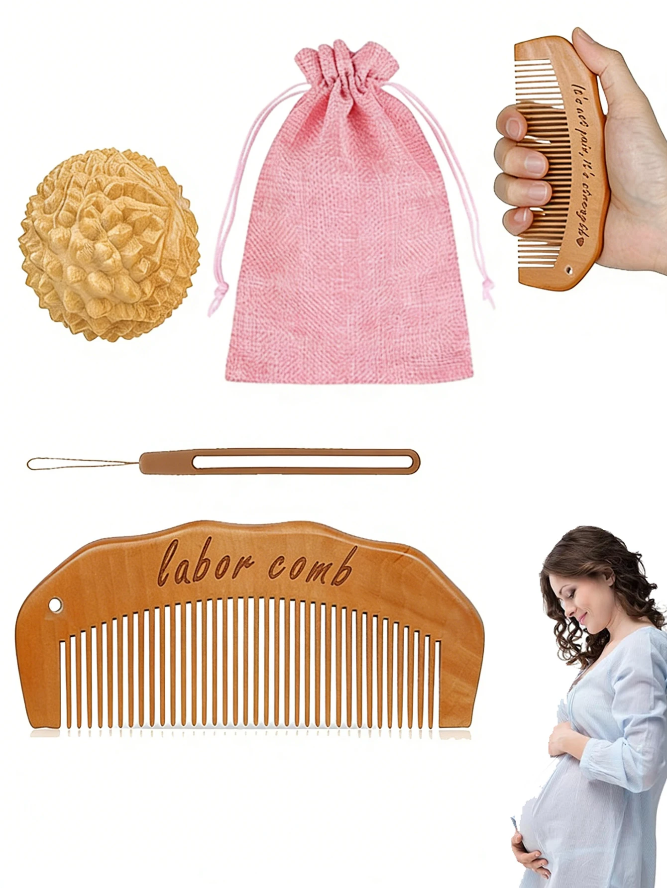 A magical tool for relieving labor pain: Wooden massage comb + acupoint ball set