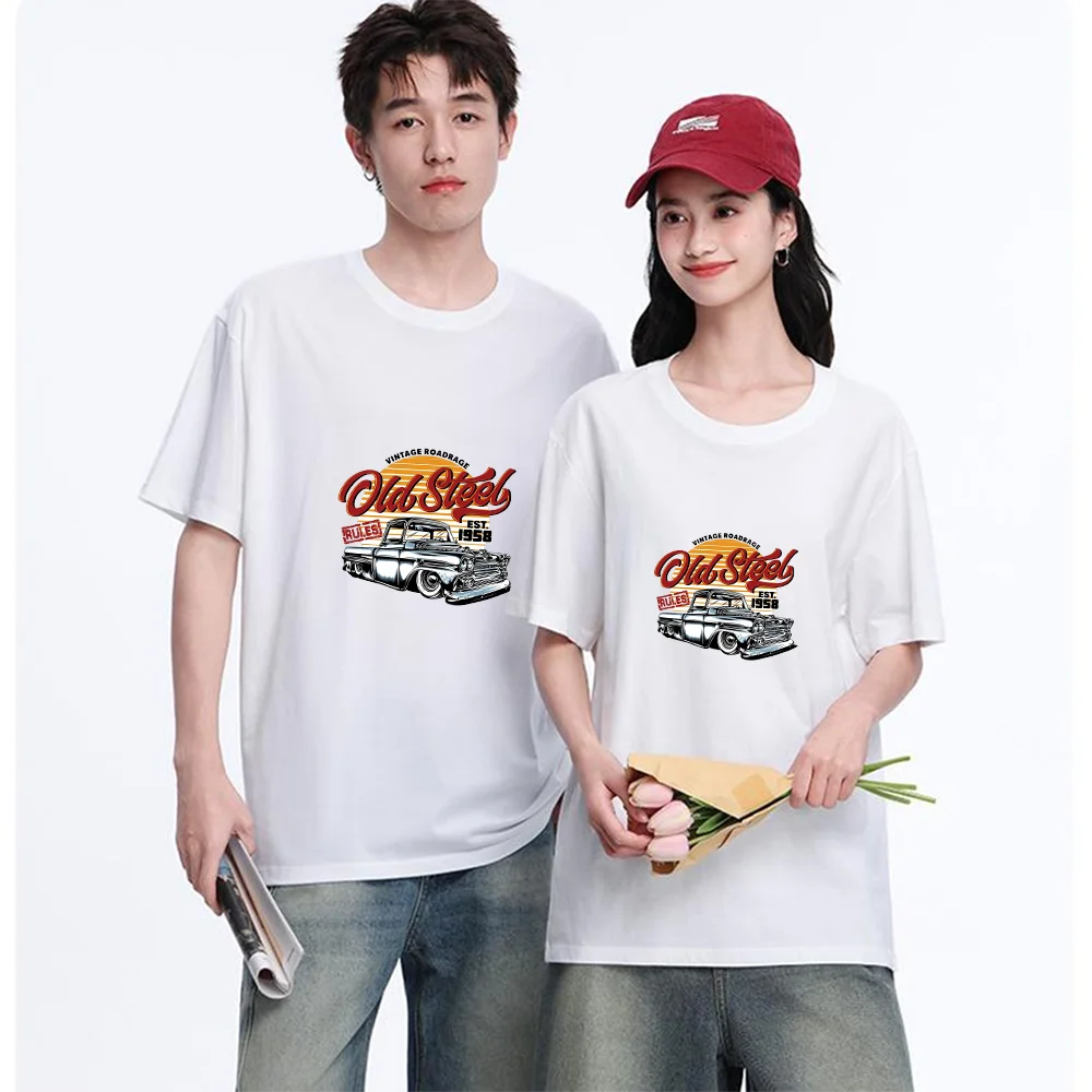 Old Steel Vintage Retro Truck Graphic Printed T Shirt Breathable Fabric S-3XL Personalized Custom Aesthetic Casual Short Sleeve