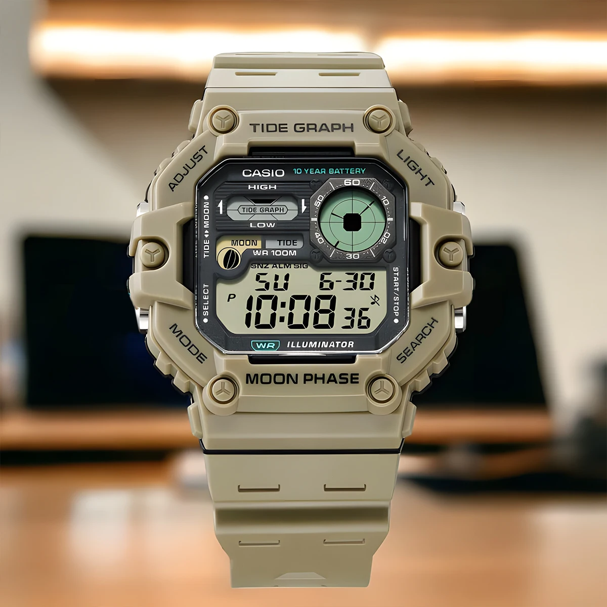 카시오 WS-1700H-5A 시계 남성용 디지털 스포츠 손목시계, 달력, 주간, 요일 디스플레이