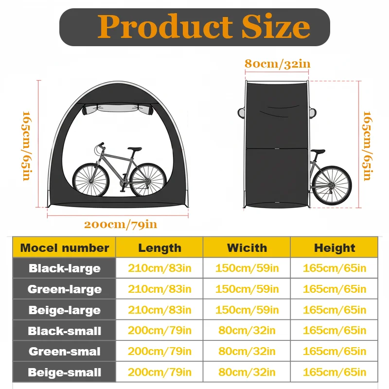 1 Pack Premium Fabric Bike Storage Tent, Pop‑Up Spacious Shelter, Patio Backyard Bicycle Storage Shed for Bike Hobbyists