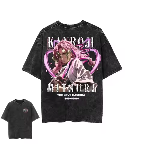 2026 Latest Giyu Tomioka Demon Slayer Mineral Wash Tee, Vintage Anime T-shirt, Acid Wash Water Hashira Tee