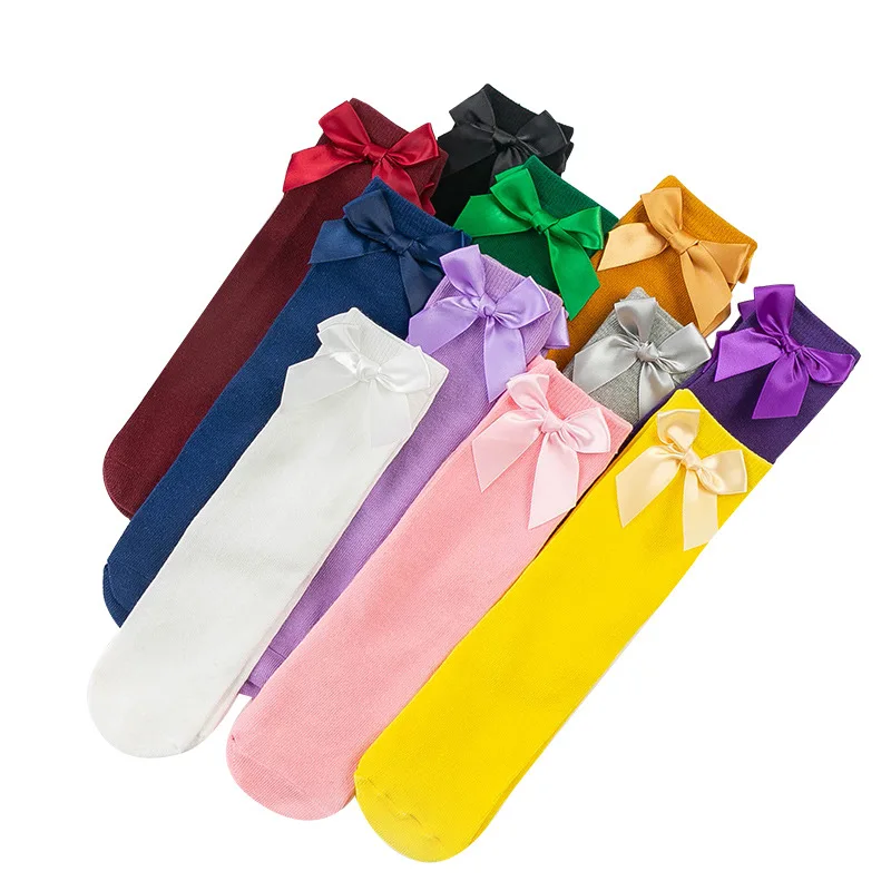 Bé Legwarmers Mới Kim Đôi Nơ Vớ Ren Bé Gái Cotton Ống Chân Váy Bé Gái Ấm Để Trẻ Em Cọc Đống sox