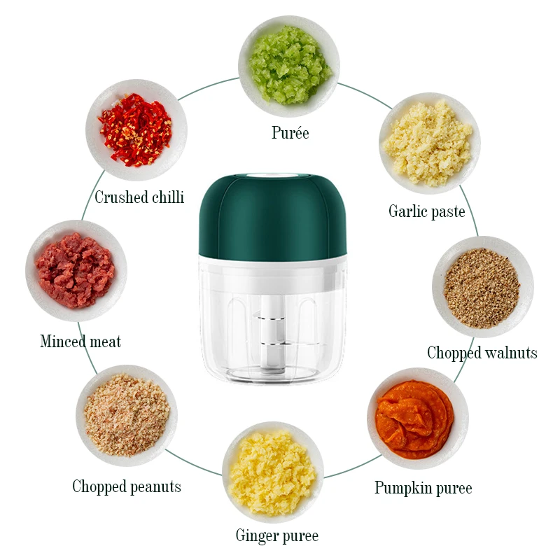 250/1000ML Portable Electric Food Mixers Garlic Masher Meat Grinder Egg Beater 2 In 1 USB Rechargeable Wireless Food Blender