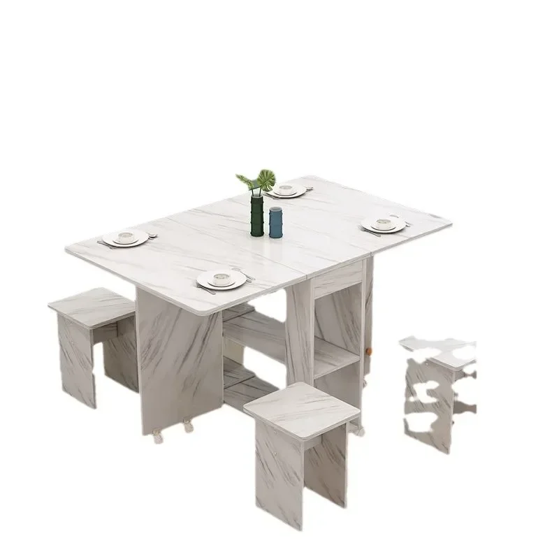 Simple and modern folding dining table, small household removable rectangular round multi-functional simple eating table