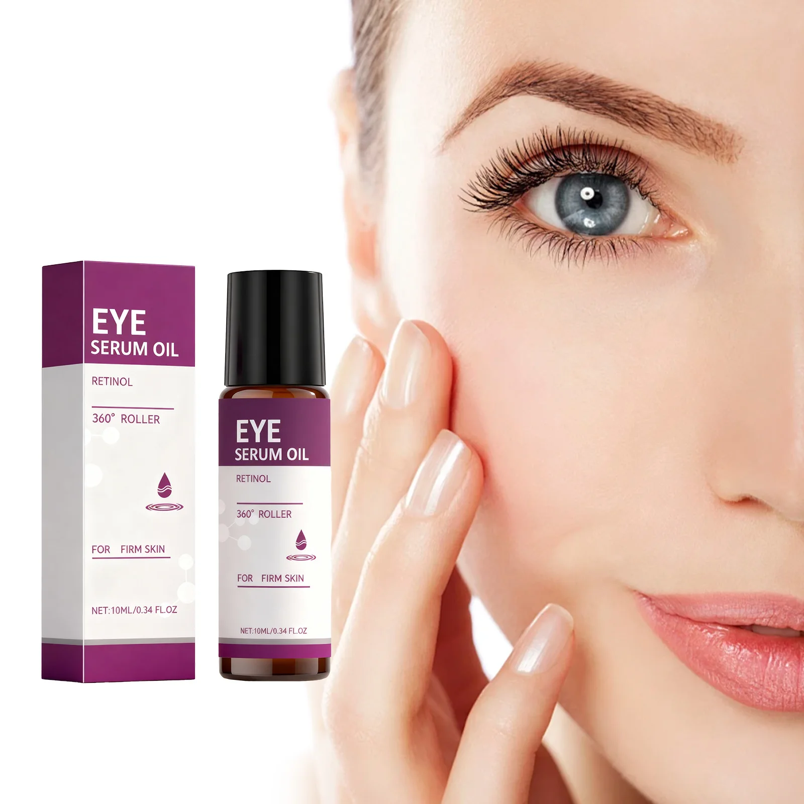 

Retinol Under Eye Serum for Dark Circles Puffiness Wrinkles Fine Lines Firming Brighten Eye Roller Serum with 360° Massage Ball