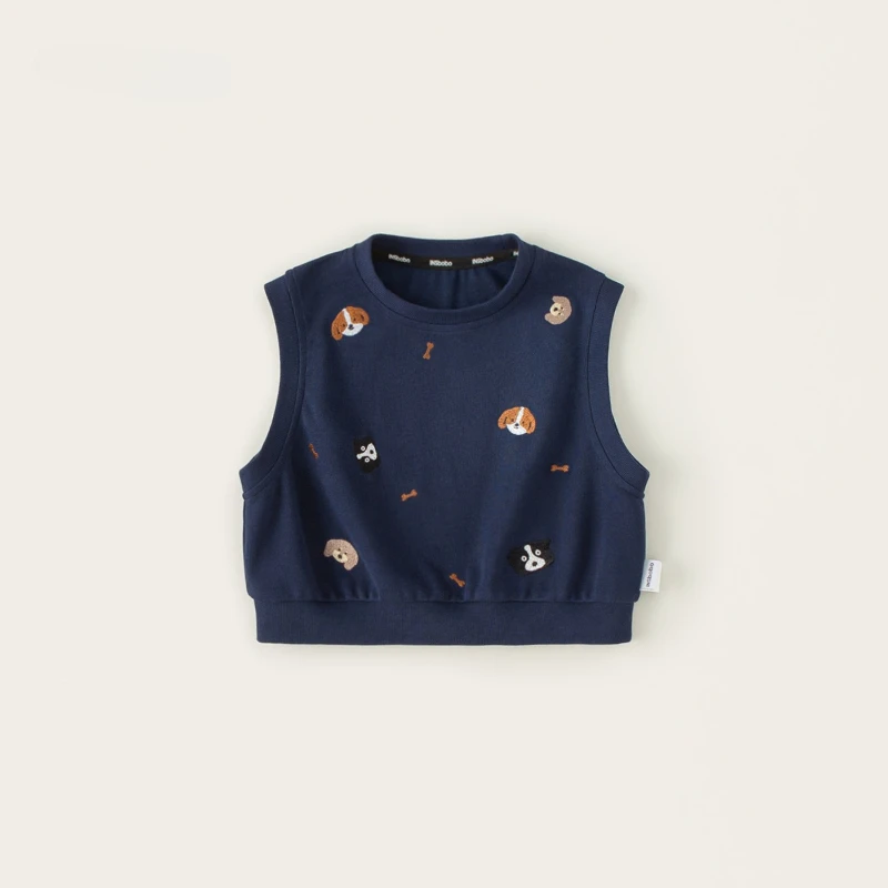 

2025 Autumn/Winter Children's Loose and Versatile Cartoon Puppy Cute Pattern Wearing Vest