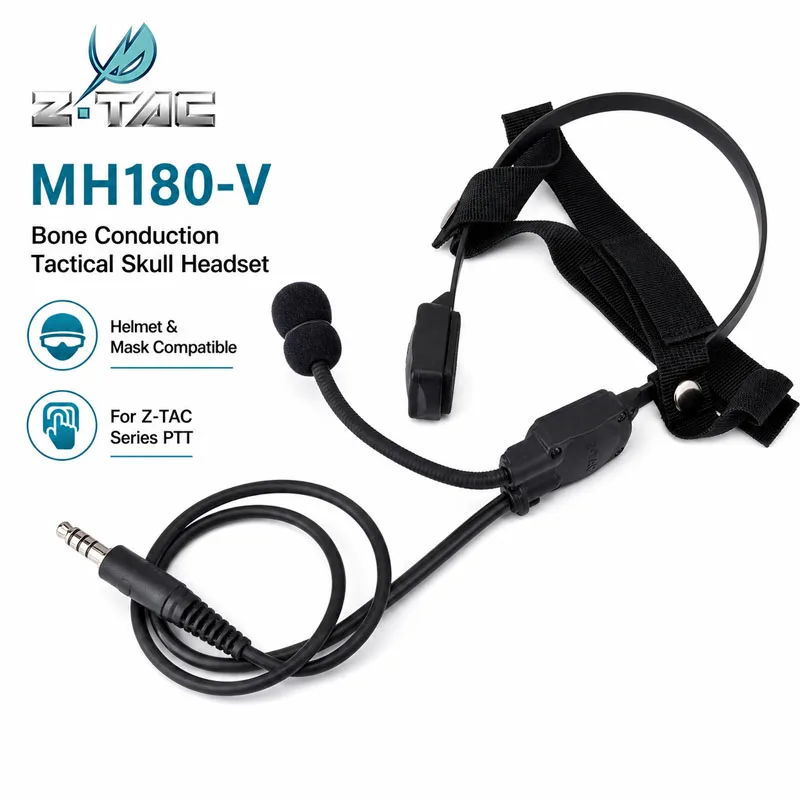 Z-TAC MH180-V Bone Conduction Speaker Earphone for Z136 PTT Outdoor Sports Radio Headset Communication Accessories PTT Cable Kit view 4