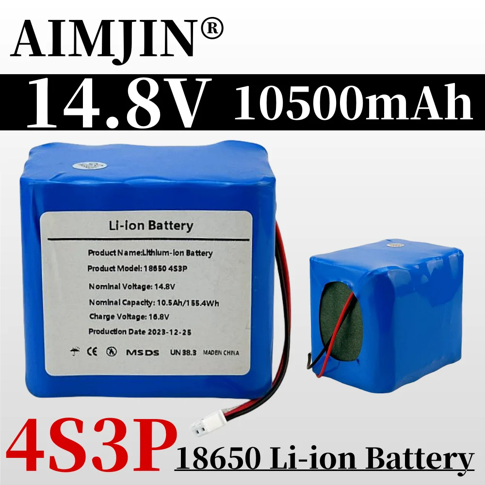 

4S3P 14.8V/16.8V 10500mAh 18650 Li-iom Battery Pack with 5A BMS for Night Fishing Lamp Heater Miner's Lamp Amplifier Etc