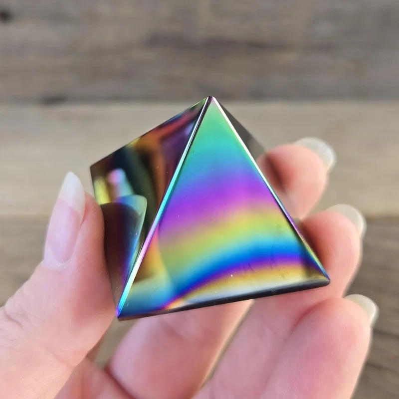 Aura Obsidian Tower Gram Black OpaqueStone Rainbow Titanium Coating Sided Gemstone MOSAIC Shadow Carving Striped Christmas New