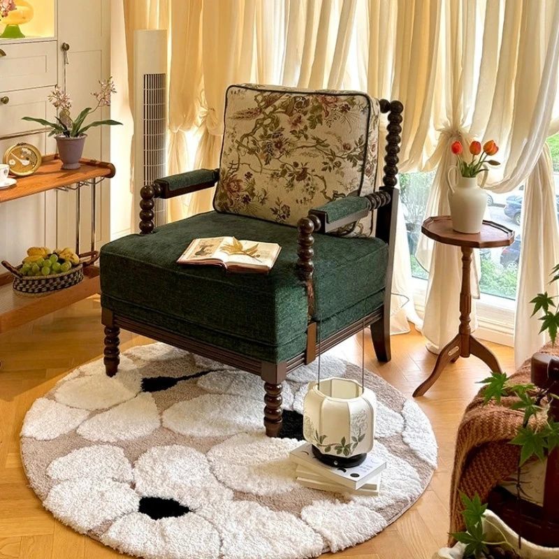A  American Fabric Casual Single Small Sofa Small Apartment Simple Tiger Chair