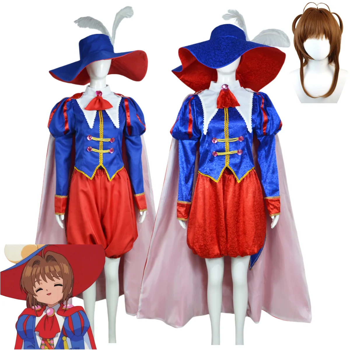 Anime Magic Card Captor Cardcaptor Sakura Kinomoto Sakura Cosplay Costume Prince Cape Uniform Wig Woman Lovely Christmas Suit