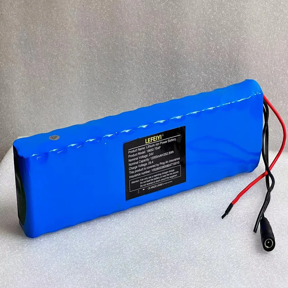 2024 Battery 24V 7S4P 18650 Li-ion Battery Pack 12Ah 29.4V Rechargeable Battery 250W BMS