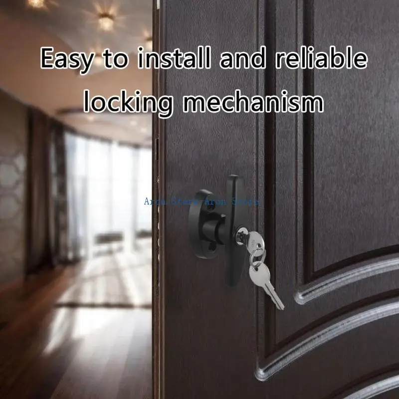 H3CF Metal Shed Door Handle Lock ที่มีก้านและกุญแจล็อคประตูที่มีเสถียรภาพล็อคการติดตั้งง่าย ๆ ที่เหมาะสำหรับโรงนาและโรงละคร